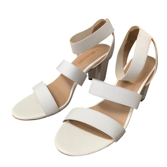 Dream Pairs Womens 9 White Elastic Ankle Strap 3.5" Block Heel Open Toe Shoes - Picture 3 of 12